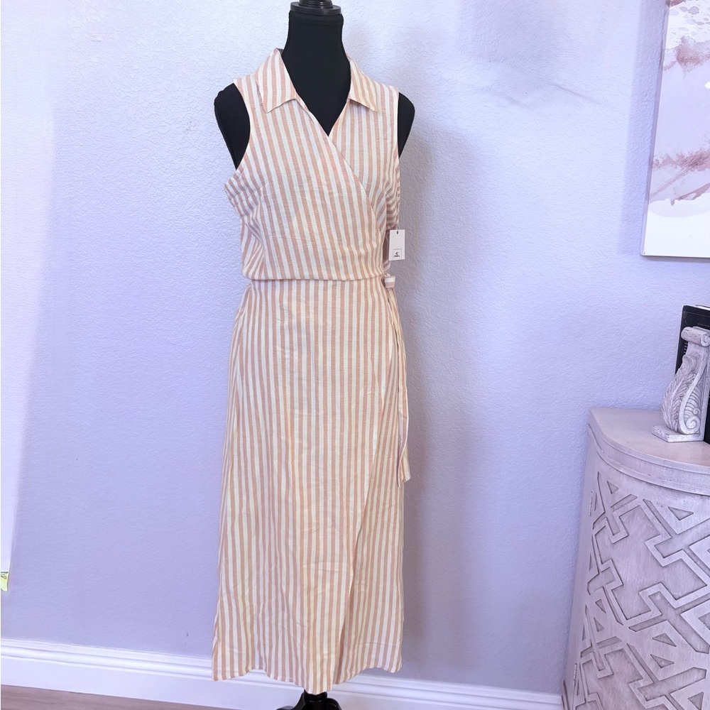 Skyline by O’Neill-Striped Sleeveless Wrap Midi Dress sz XL Jrs